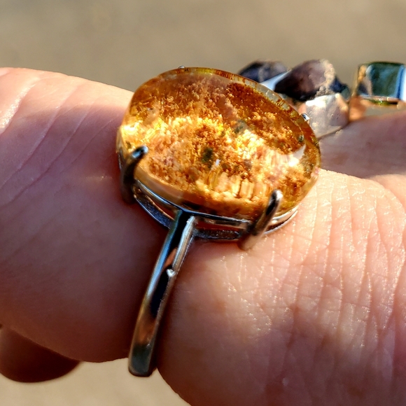 New Phantom Quartz Lodolite Adjustable Silver Ring. - Picture 12 of 13